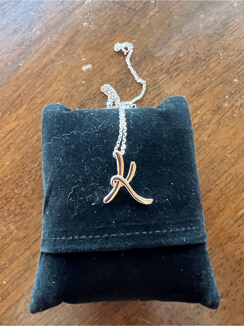 Delicate Silver Initial 'K' Necklace - Modern Script Pendant